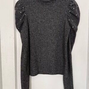 Gray Zara Sweater with Rhinestone Accents